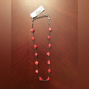 NWT necklace, red beads with gunmetal beads between, lobster claw clasp